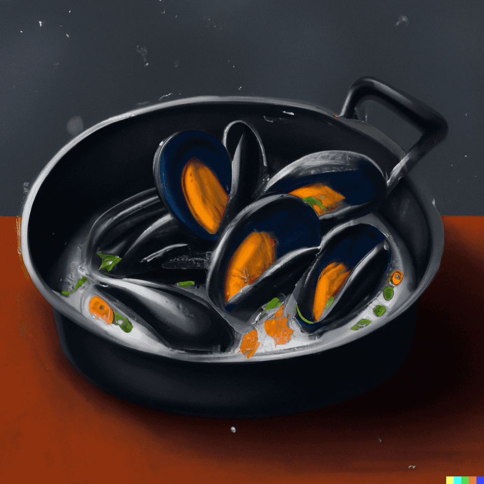 Mussels in a pot, digital art